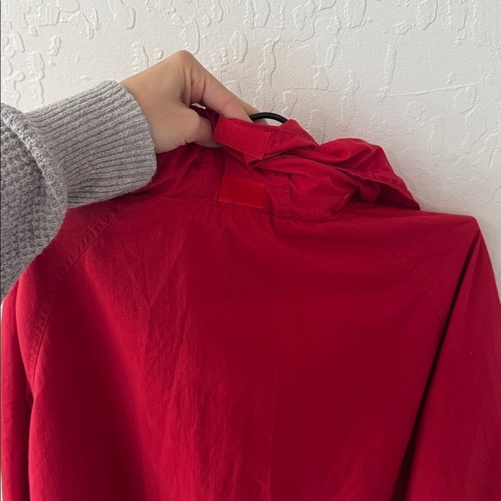 Vtg Eddie Bauer Rain Wind Jacket Mens L Red Hooded Lined Packable Lightweight - Picture 8 of 10